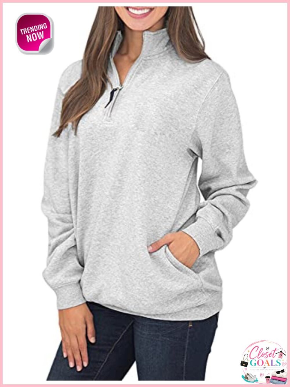 Womens Cozy High Neck 1/4 Zip Pullover Sweatshirt with Pockets